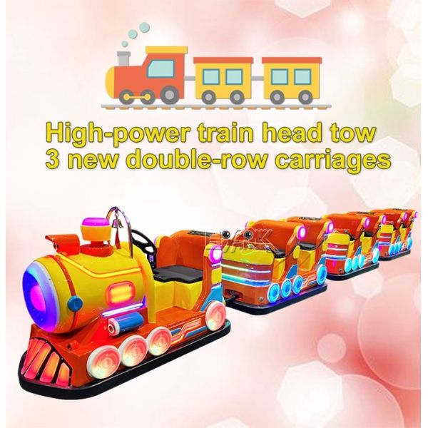 High-Power Train Head Tow 3 New Double-Row Carriages Amusement Park Trackless Train