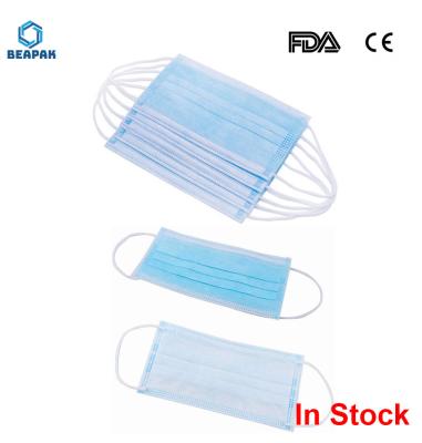 Breathable Non-woven 3 Ply Face Mask Disposable Face No Breathing Valve