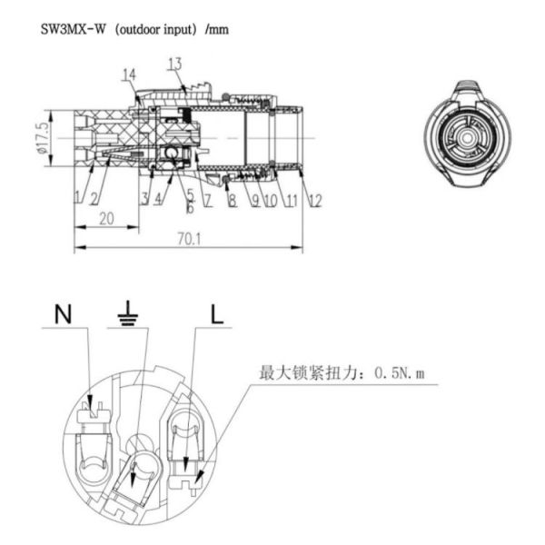 Industrial Male And Female Waterproof Power Connector Ip65 Outdoor