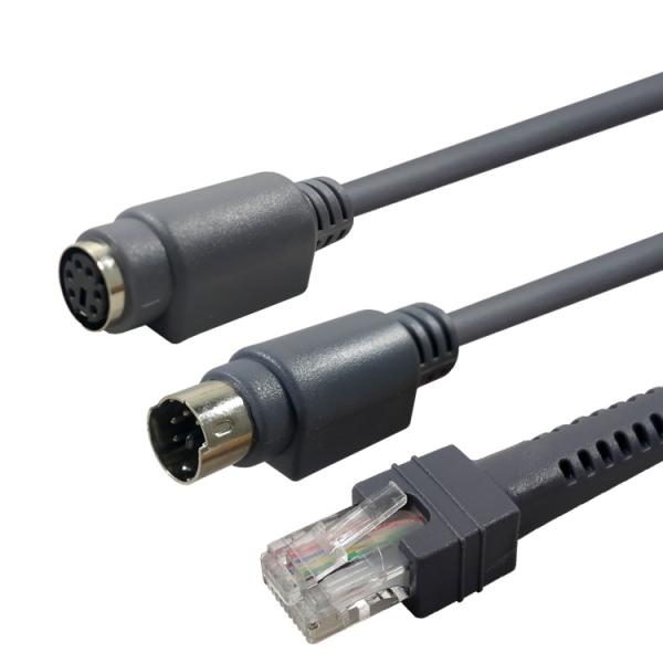 6.5ft PS2 KWB Barcode Scanner Cables , Keyboard Wedge Cable For Ls2208 DS3408