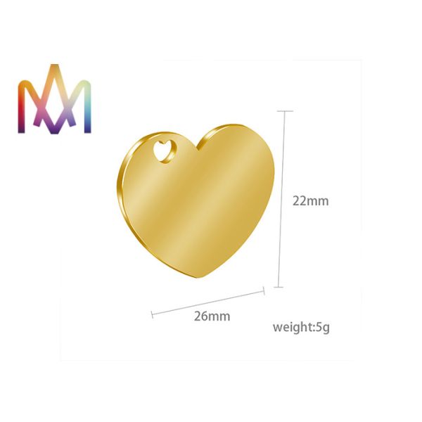 22X26mm никакое сердце Tarnish формируют выгравированные бирки шарма