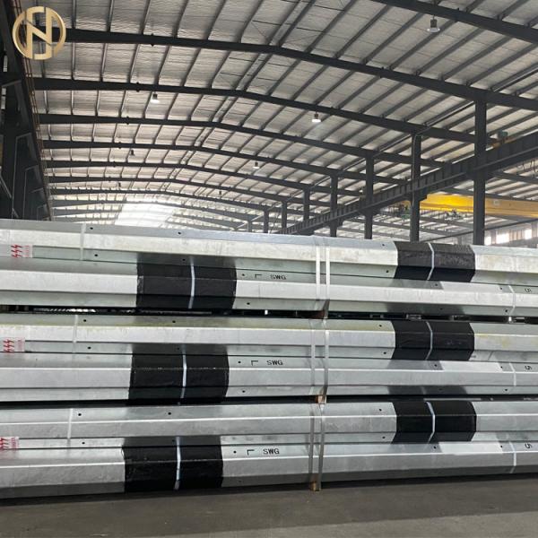 ASTM 633 12m Hot Dip Galvanized Metal Light  Pole For Power Transmission