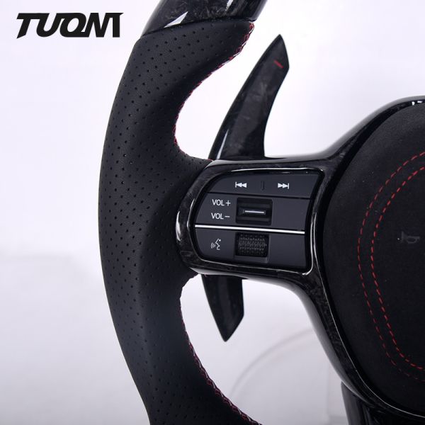 Accord Civic Honda Forged Carbon Fiber Steering Wheel Black Leather Custom