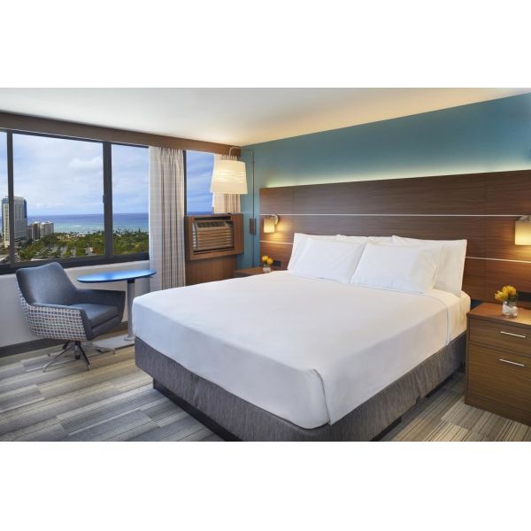Hotel Room Interior by China Hotel furniture liquidators made Laminated Oak wood Headboard with Upholstered Bedstead