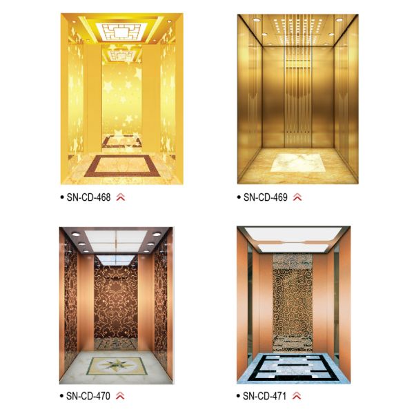 PVC Floor Elevator Cabin Decoration Titanium Gold Hairline Stainless Steel