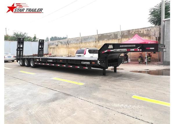 3 Line 6 Axles Hydraulic Low Bed Trailer With Heavy Duty Bogie Suspension