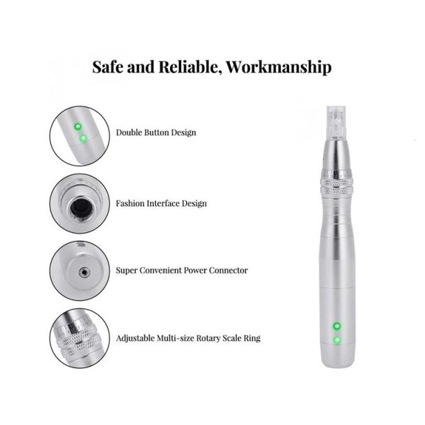 Silver Body Color 7 Color LED Photon Electric Derma Pen for Skin Rejuvenation Function