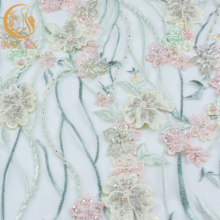 Ткань платья шнурка вышивки 3D ткани шнурка Applique MDX Multicolor