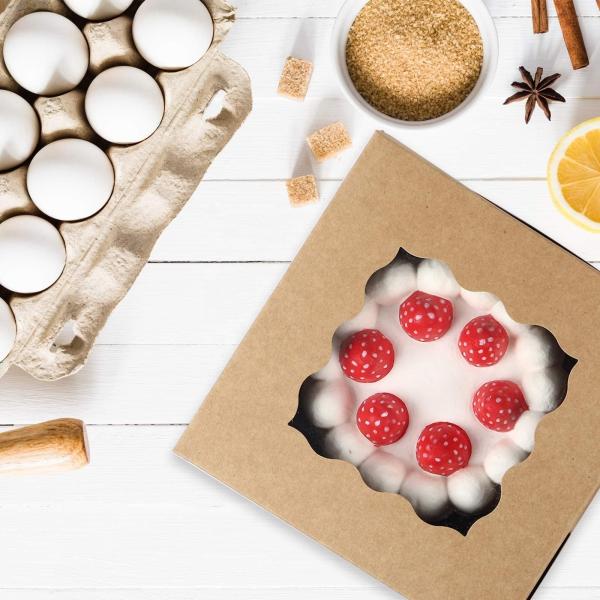 Hallow Window Kraft Paper Packaging Box For Bakery Cookie