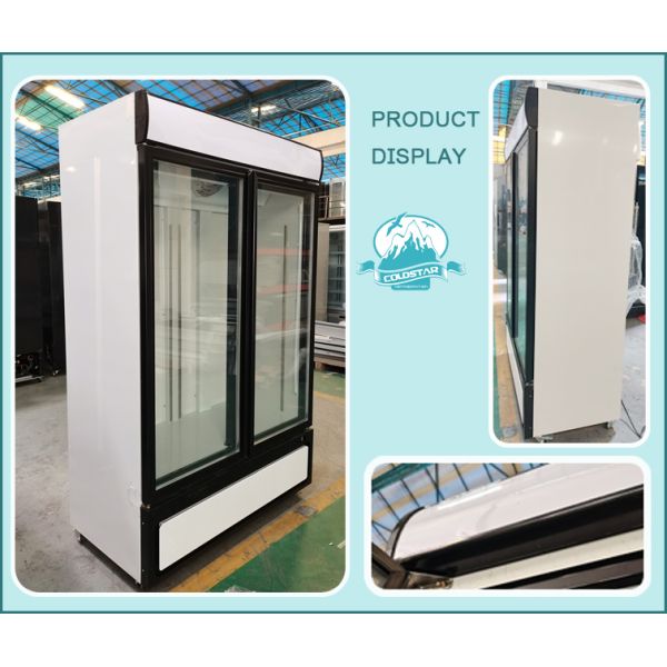 Supermarket Glass Door Vertical Freezer Showcase With Fan Cooling System