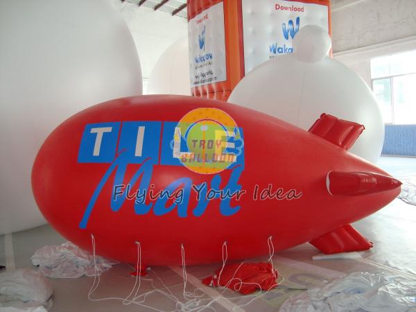 Zepelim inflável vermelho personalizado do hélio do PVC com impressão total de Digitas para a parada