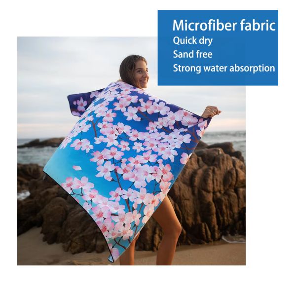 Toallas al por mayor arena seca rápida sin transferencia de calor impresión piscina sublimación microfibra toalla de playa personalizada