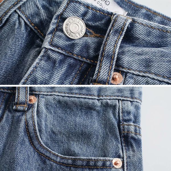 Подгонянные изготовителем ноги Waisted женщины джинсы ноги высокой свободной широкой прямые