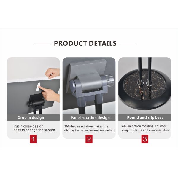 Aluminium Alloy Poster Display Stand 300x430mm Adjustable Panel Double Pole