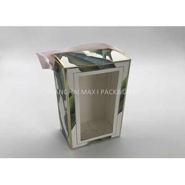 Paper Foldable Cardboard Gift Boxes With Window Transparent Plastic , Folding Box With Handles