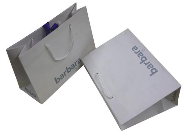 Coloured Paper Carrier Bag BarBara Logo Silk Screen Ribbon handle Foiled Logo for Lady Gift