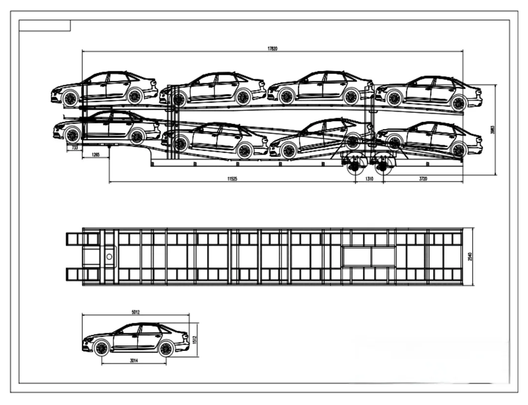 Steel Frame 8 Cars Car Carrier Truck Trailer 2 Axles Vehicle Transport Semi Trailer