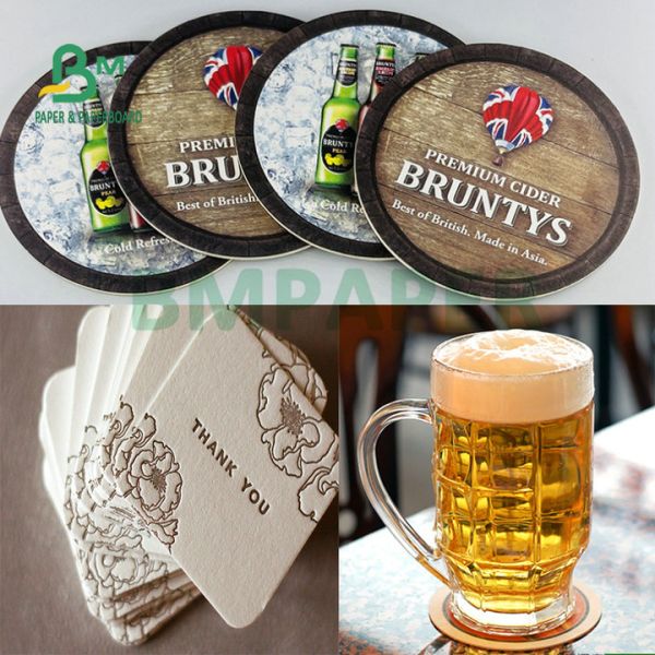 40pt 60pt Uncoated White Coaster Board For Making Drink Coaster Tabuleiro branco não revestido para fabricação de tabuleiros para bebidas