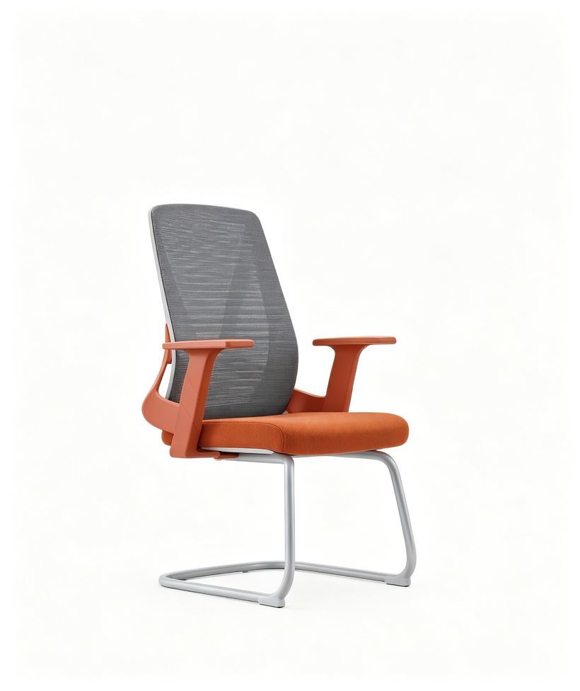 Orange Mesh Guest Chair with Sled Base-Guest Chairs