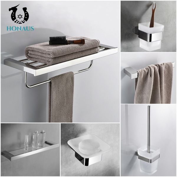 Hotel Bathroom Shower Accessories Brushed Steel Towel Rack Anti Corrosion
