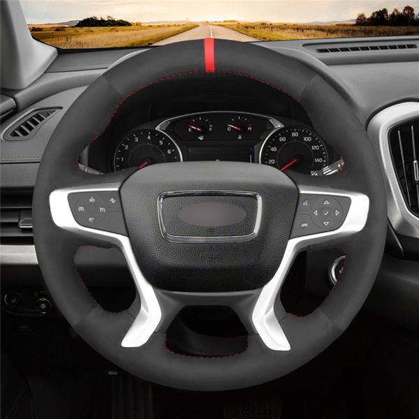 Hand Sewing Soft Suede Steering Wheel Cover for GMC Acadia 2017-2022 Canyon 2015 2016-2021 Terrain 2018 2019 2020-2022