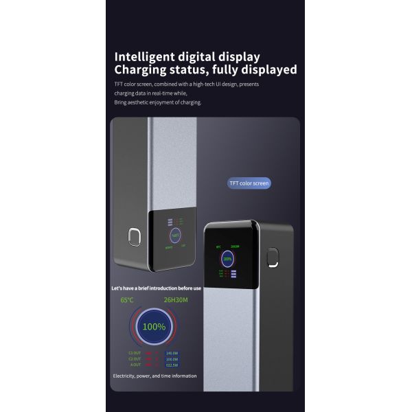 140W Mini Portable Power Bank With 27000mAh Battery And Intelligent Digital Display