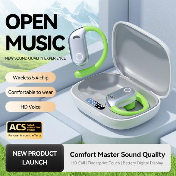 ETEK Waterproof LED Display Earphones, Bluetooth 5.4 , 50mAh earphone cell + 300mAh case (protective board), F14.2 speaker