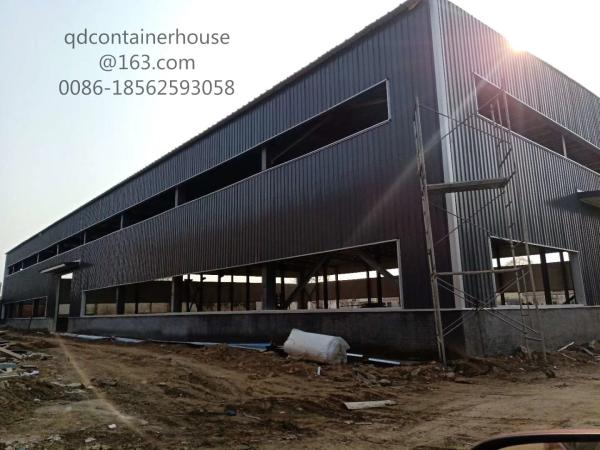Large Size Steel Structure Warehouse Prefab Steel Warehouse SA 2.5 Shot Blasting Grade