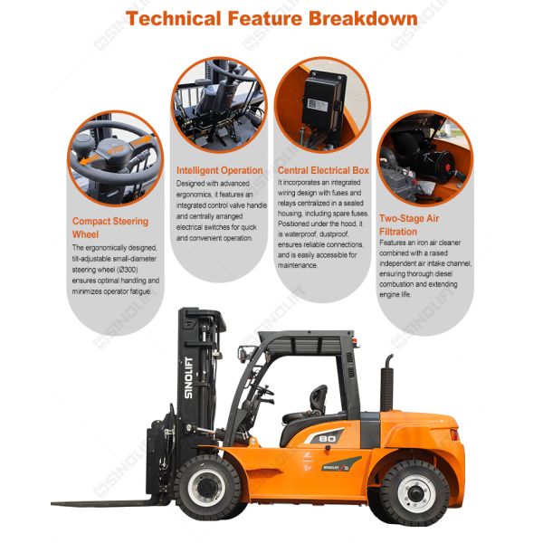 L SERIES PRO 5.0-12T Diesel Powered Counter Balanced Forklift with OEM Manufacturer Service
