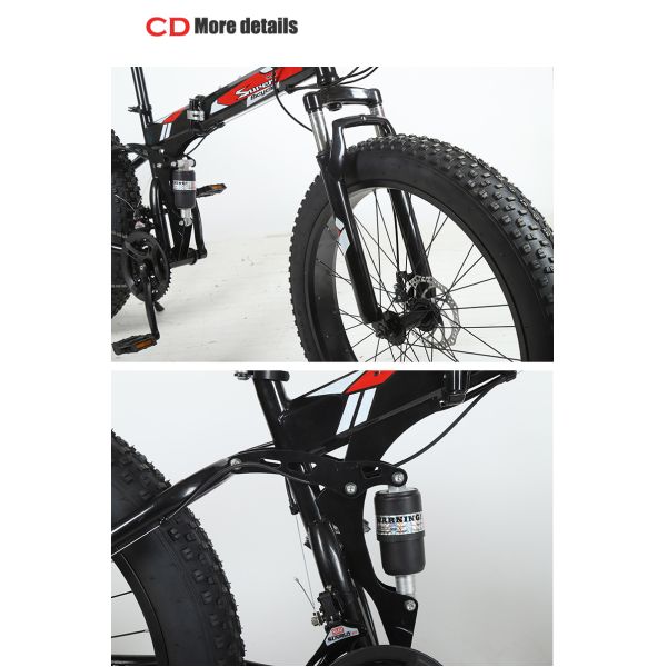 Vélo de montagne pliable à pneus de 26 pouces personnalisable avec levier de changement en alliage d'aluminium et fourchette en acier au carbone