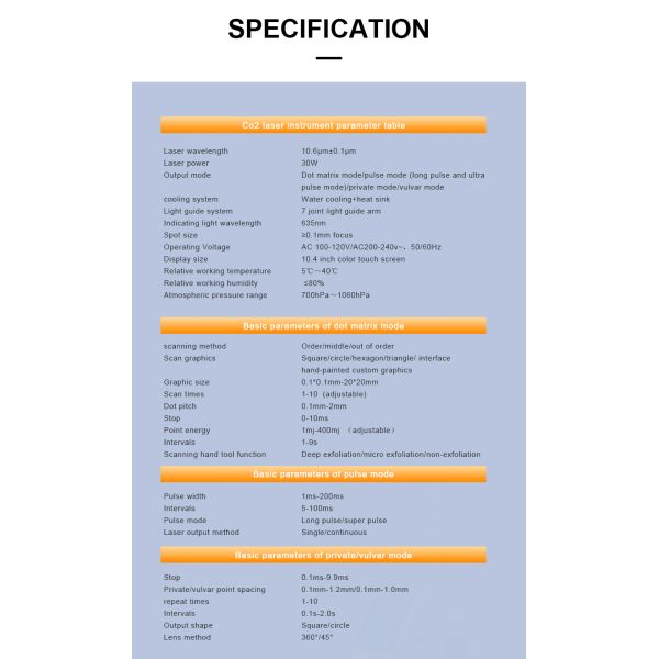 Máquina fracionária 635nm do laser do CO2 do tubo de vidro para a remoção da acne da marca de nascença da pele