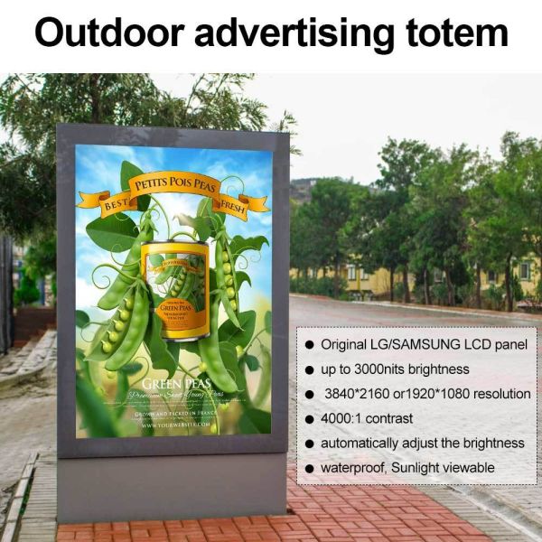 55 Inch IP55 Weatherproof Capacitive Touch Screen Floor Standing Digital Kiosk for Outdoor Advertising