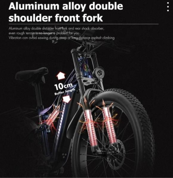 500W Full Suspension Fat Tire Electric Bike With 48V 17.5AH Integrated Battery