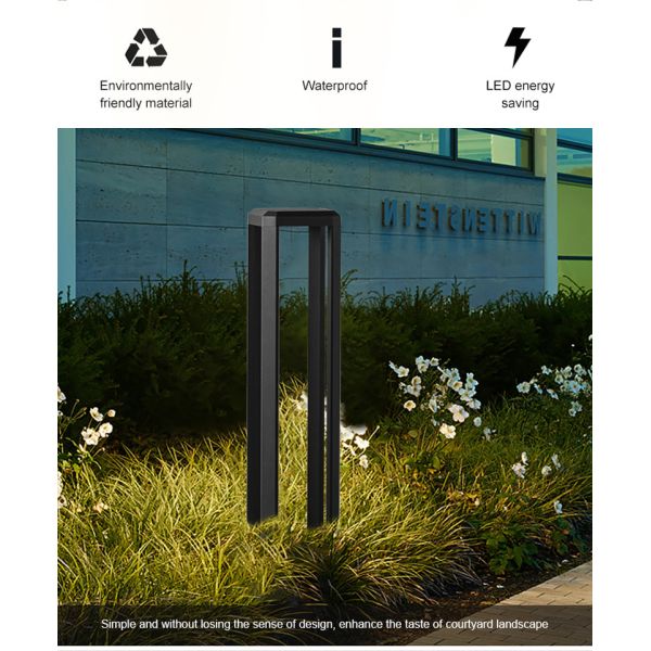 Negro llevado del aluminio 120*150*600m m 7w 3000k de la lámpara del césped