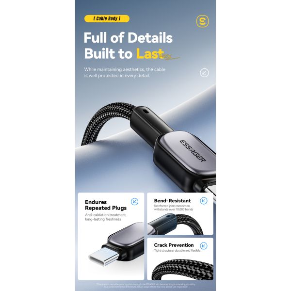 ESSAGER ES-X66 Series 60W 100W USB C to USB C Cable Fast Charging and Data Transfer