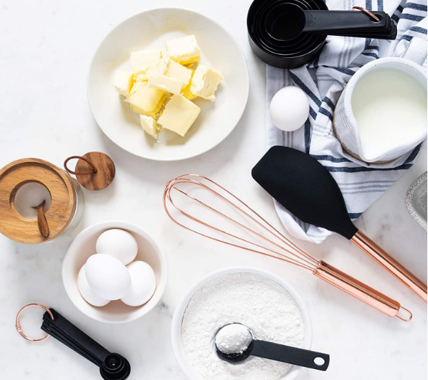 17 Piece Set Black Silicone & Copper Kitchen Utensils Rose Gold