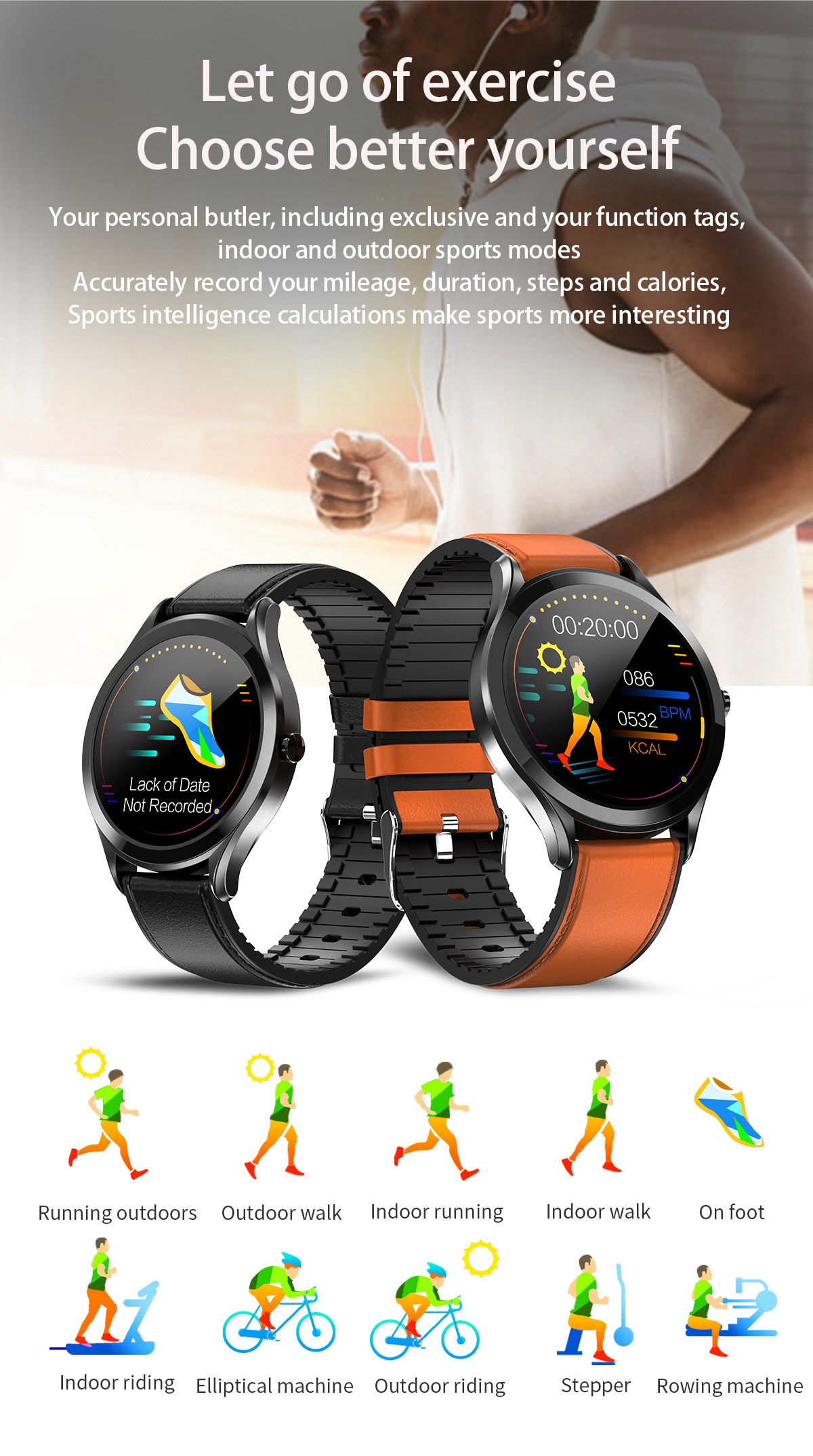 Случая Smartwatch дозора MK11 шагомера спорта фитнес умного водоустойчивый