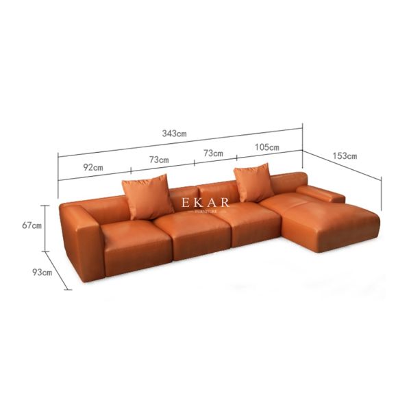 Nordic New Fashion L Shape Upholstered Living Room Furniture Leather Sofa Set
