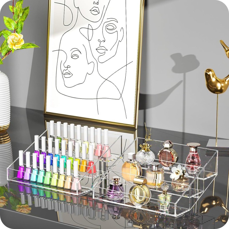 Wholesale Modern 3-Layer Transparent Skin Care Display Shelf 10-Inch Acrylic Perfume Storage Rack for Living Room Bedroom