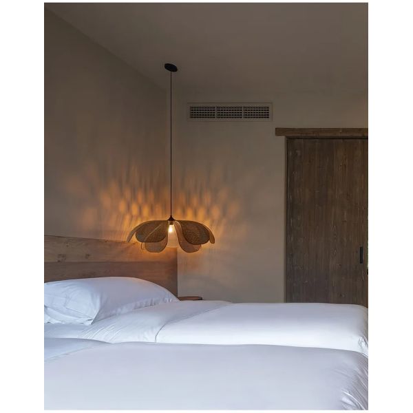 Restaurant Lighting Living Room Parlor Bar Decor Japanese Wicker Art Petal Pendant Light(WH-WP-141)
