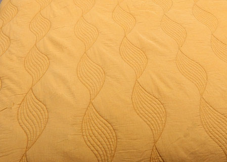 Cotton Plain Dyed Yellow Quilted Bedspread , Embroidered Hotel Collection Coverlet