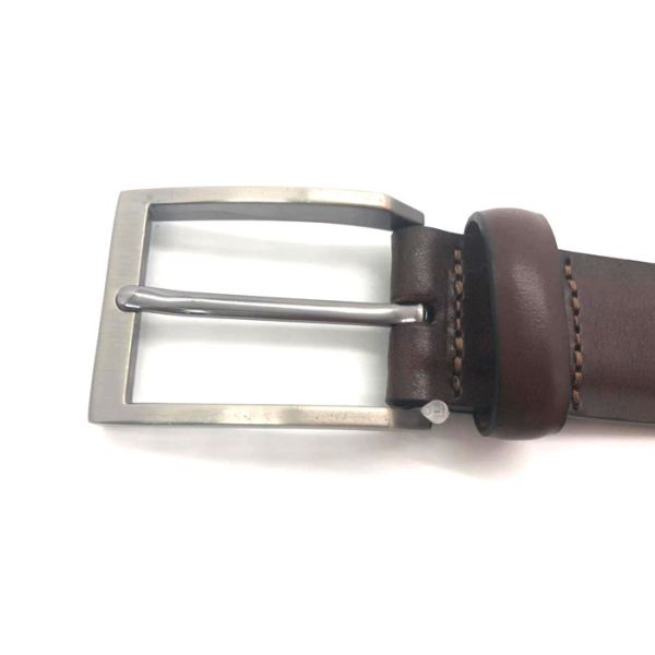 Handmade Genuine 100% Cow Leather Dress Belts For Men Brushed Gunmetal Metal Color