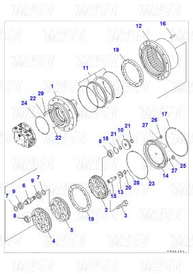 Гидравлический экскаватор, качающийся двигатель, двигатель передвижения
