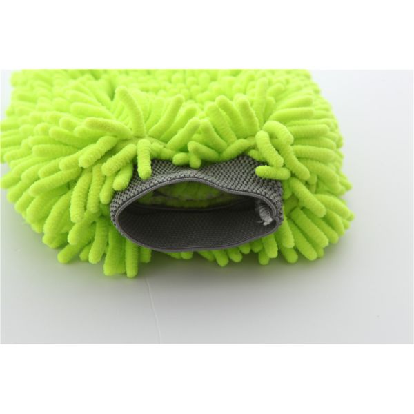 Green color high quality double side microfiber chenille car cleaning detailing house cleaning wash mitts/gloves