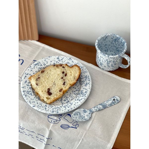 Korean Splash Ink Enamel Dinnerware Plates Sets 350ml Mug For Camping Restaurant