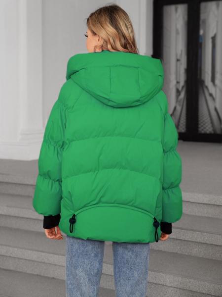 Loose Style Womens Down Coat Green Womens Long Puffer Coat