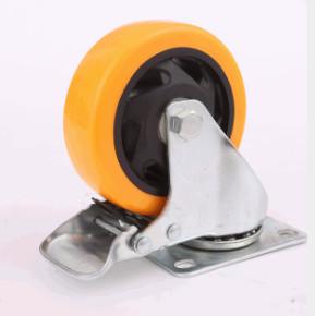 4 Inch Locking Casters Urethane Casters With Brake Galvanized Zinc
