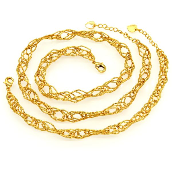 New Trendy Big Size Chunky Link Chain Women/ Men Necklaces & bangle jewelry set 18K Real G