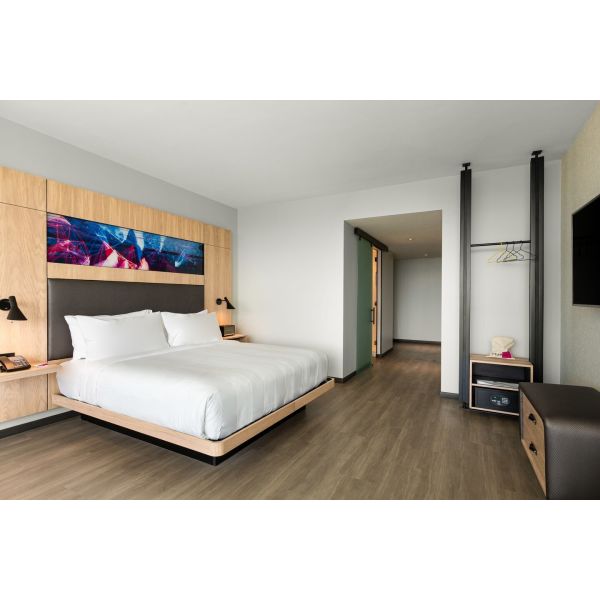 Естественная мебель наборов спальни гостиницы облицовки свободная + изголовье фиксированной мебели большое