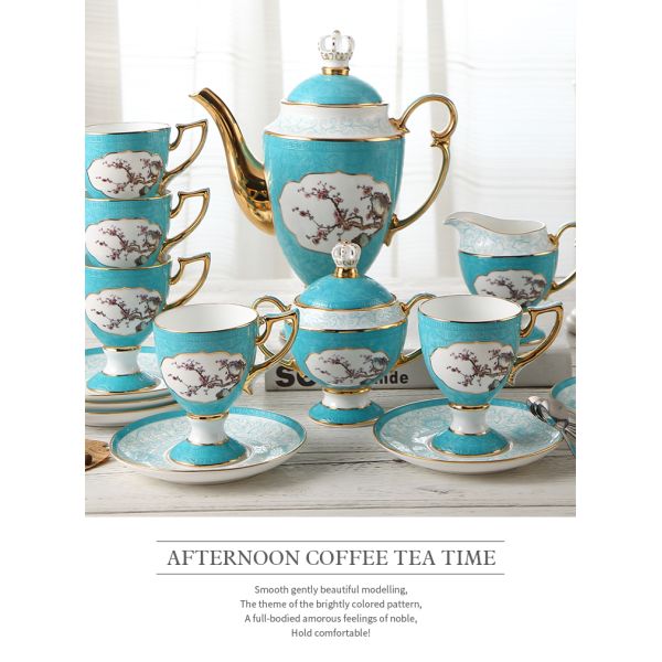 8cm dia Ceremonial graceful Blue And White Beautiful Full Tea Sets